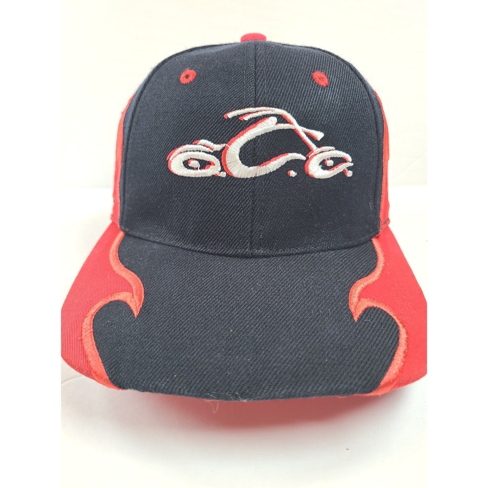 Orange County Choppers OCC Hat Men Black Red Flame Embroidered Baseball Cap OSFA